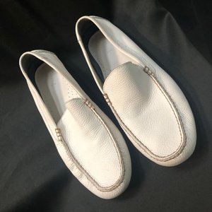 Polo White Pebbled Leather Driving Loafers